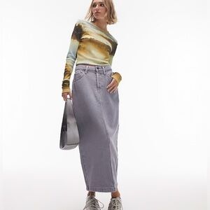 NWOT TOPSHOP Denim Midaxi (mid maxi) Skirt Size 4P